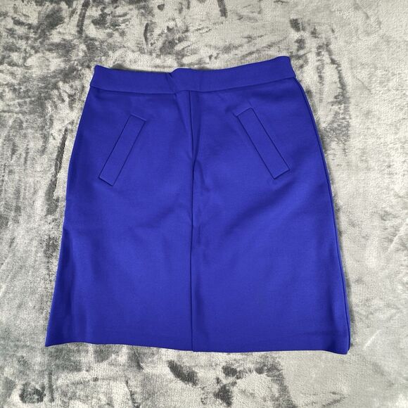 Mario Serrani Sz 6 A-Line Skirt Size 6 Blue Front Faux Pocket Zip Rayon Blend - Picture 2 of 8